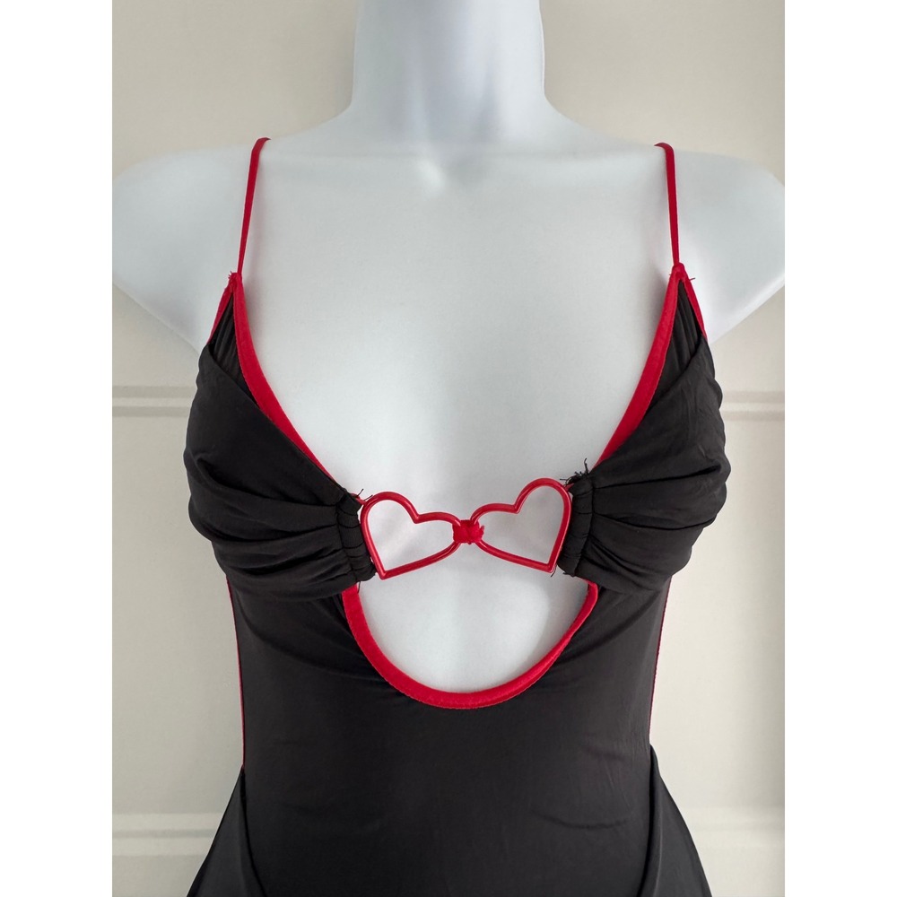 Oh Polly Black Red Heart Cutout Mini Dress Open Back Size 0 - Picture 4 of 10